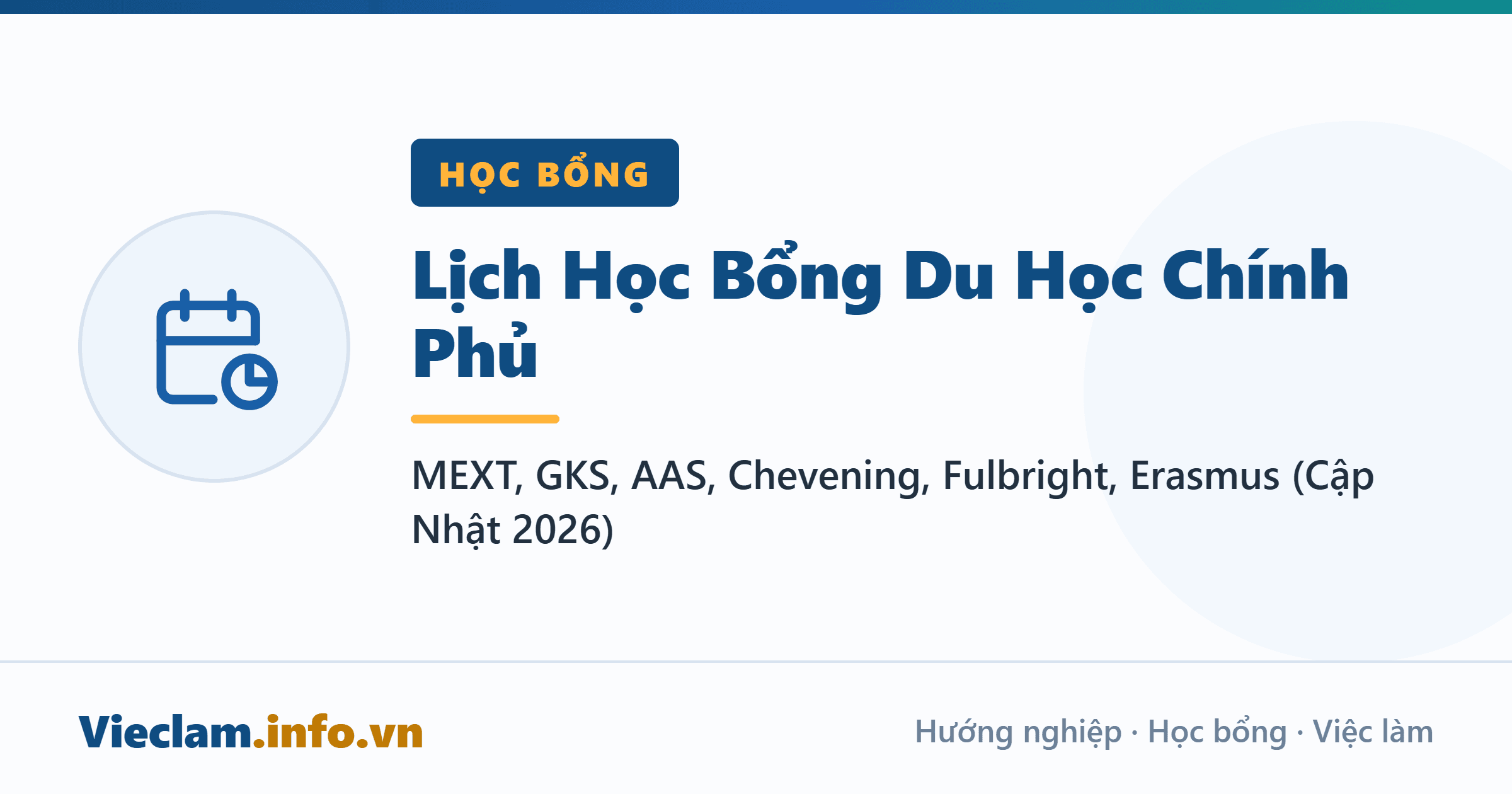 Lịch Học Bổng Du Học Chính Phủ: MEXT, GKS, AAS, Chevening, Fulbright, Erasmus (Cập Nhật 2026)