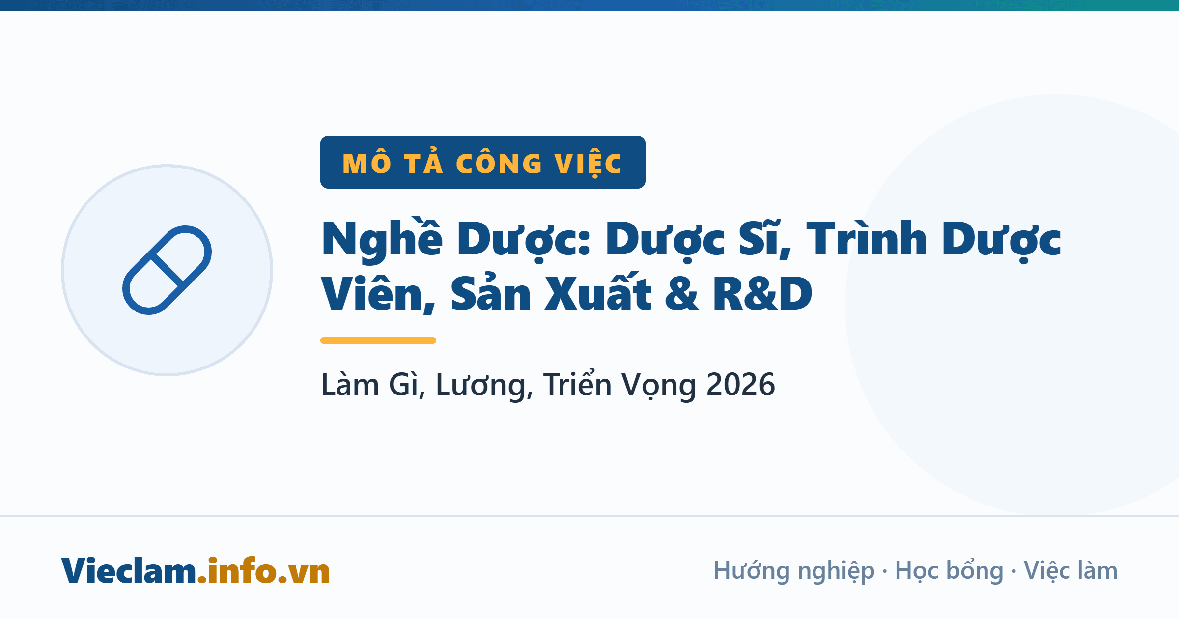 Nghề Dược: Dược Sĩ, Trình Dược Viên, Sản Xuất & R&D — Làm Gì, Lương, Triển Vọng (2026)