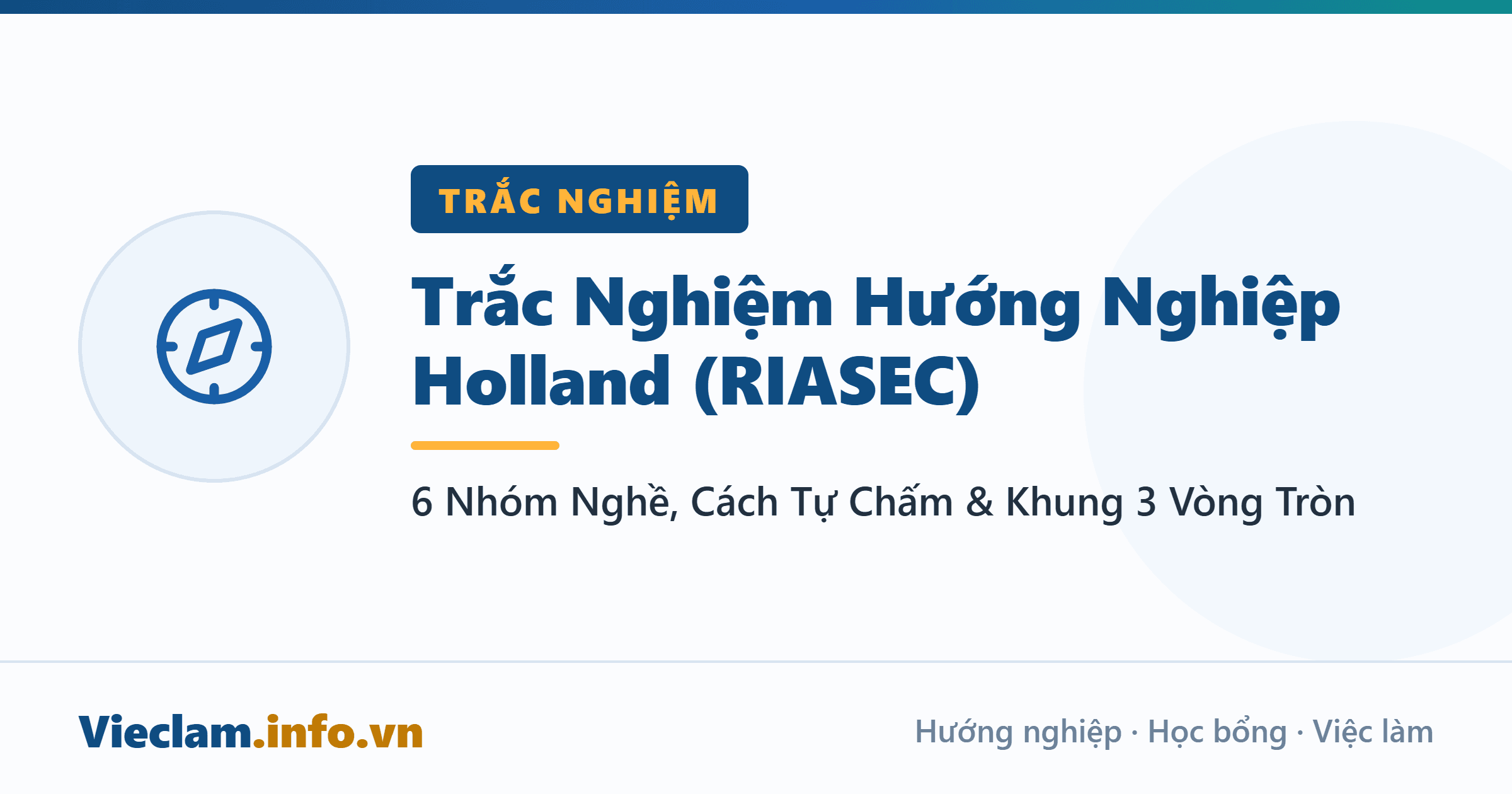 Trắc Nghiệm Hướng Nghiệp Holland (RIASEC): 6 Nhóm Nghề, Cách Tự Chấm & Khung 3 Vòng Tròn